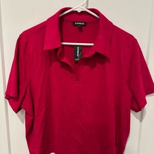 Express Women's Bright Red Button Down Shirt